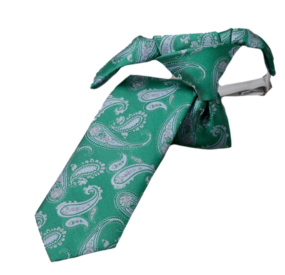 Green Boy's Tie with Paisley