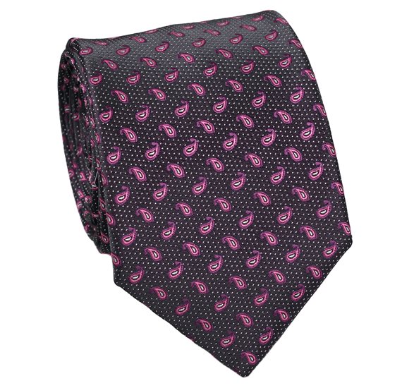 Corbata Paisley Negra y Rosa
