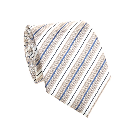 Corbata Rayas Arena y Azul