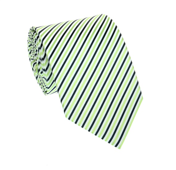 Corbata Rayas Azul Marino y Verde Lima