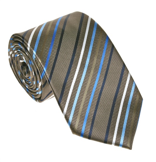 Brown and Blue Striped Tie