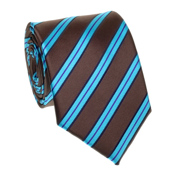 Brown and Turquoise Stripes Tie