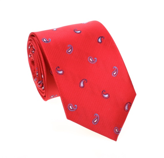 Corbata Roja Cachemir Azul