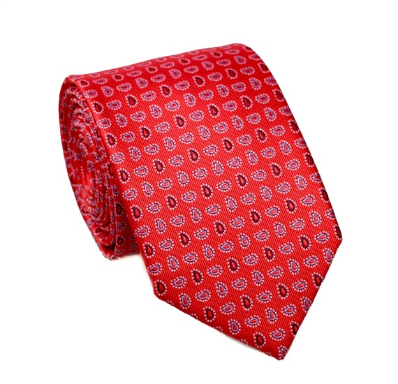 Corbata Roja Cachemir Azul