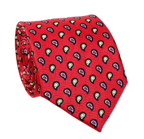 Corbata Roja con Cachemir Amarillo