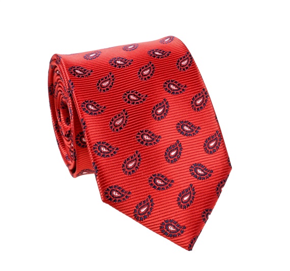 Corbata Roja con Cachemir Azul Marino
