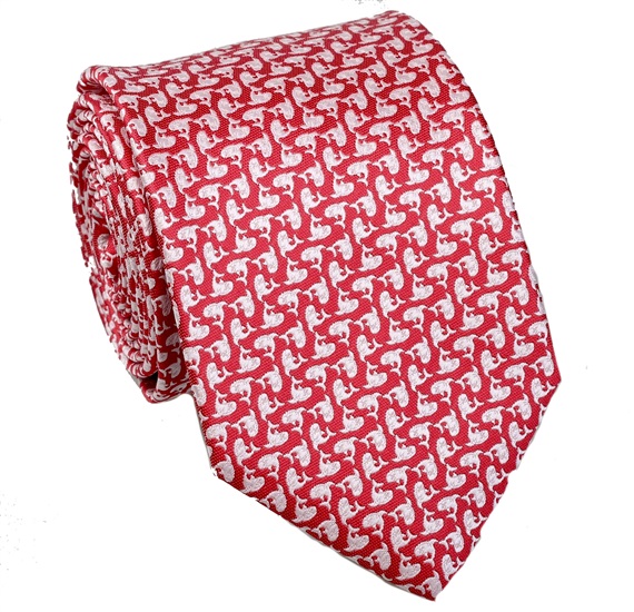 Corbata Roja con Delfines Blancos