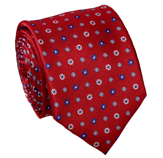 Corbata Roja con Flores en Seda Natural