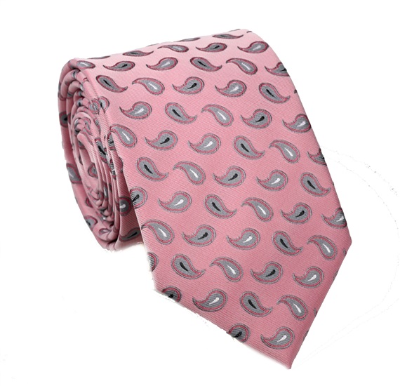 Corbata Rosa con Cachemir Gris