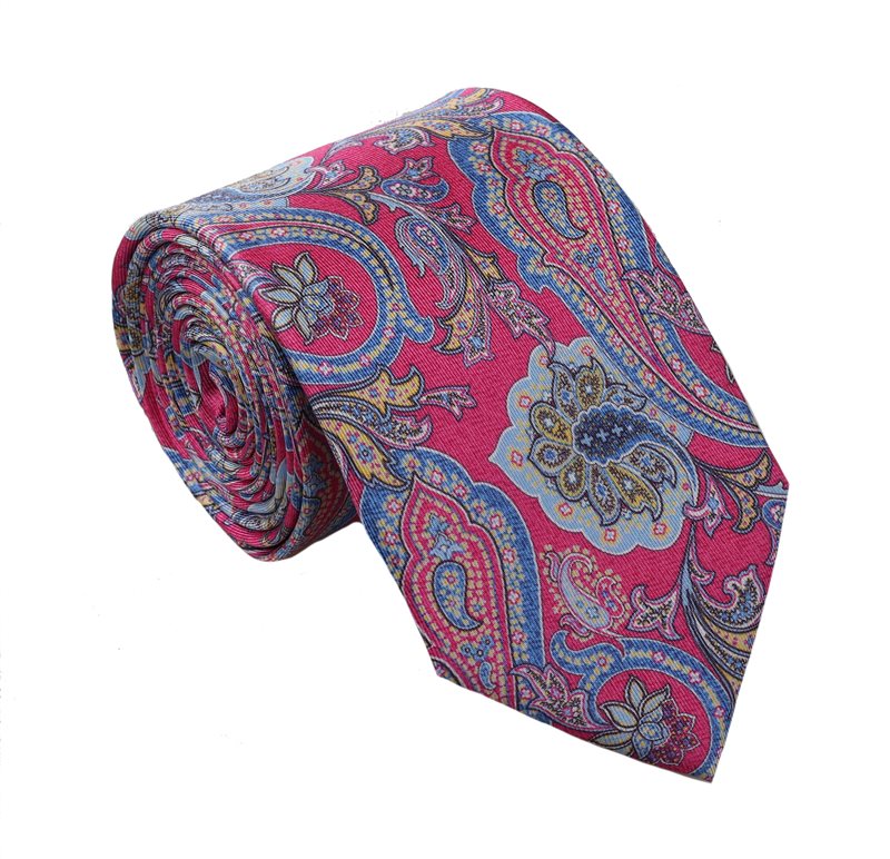 Corbata Rosa Fucsia Seda Paisley