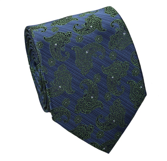 Corbata Seda Azul Cachemir Verde