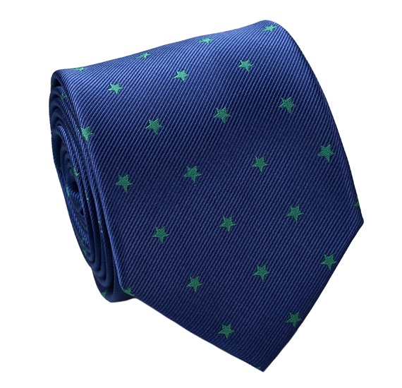 Corbata Seda Azul con Estrellas Verdes