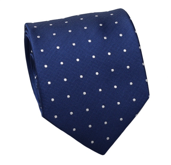 Corbata Seda Azul con Lunares Blancos