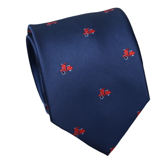 Blue Natural Silk Tie with Red Scooters