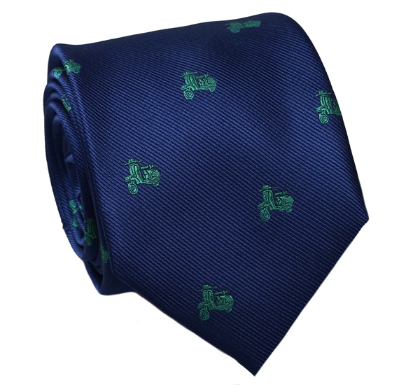 Corbata Seda Azul con Vespas Verdes