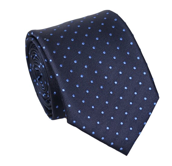 Corbata Seda Azul Marino Lunares Celestes