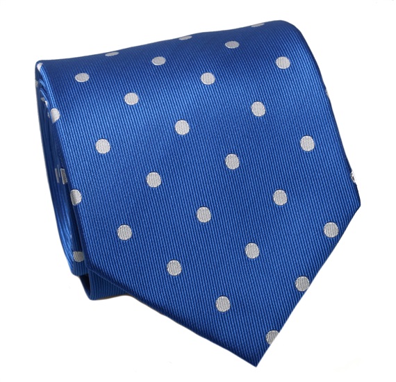 Corbata Seda Azulón con Lunares Grises