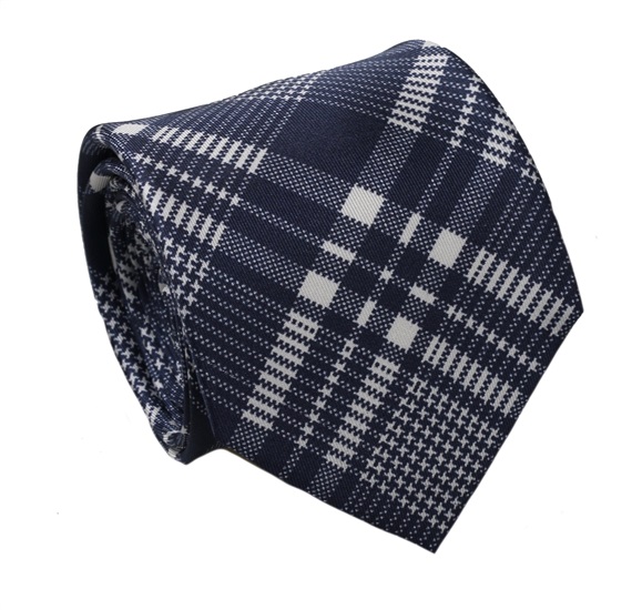 Corbata Seda Cuadro Escocés Azul Marino