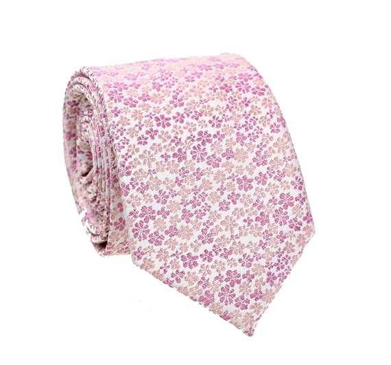 Corbata Seda Flores Rosa