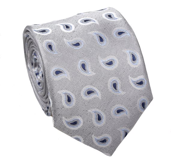 Corbata Seda Gris con Paisley