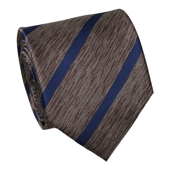 Corbata Seda Marrón Rayas Azules