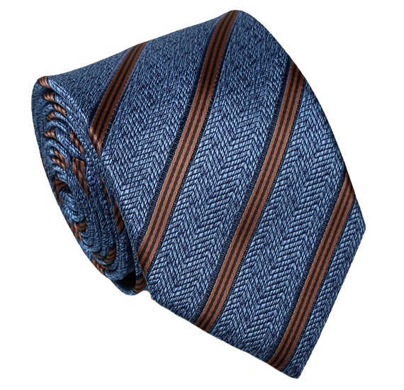 Blue and Brown Stripes Silk Tie
