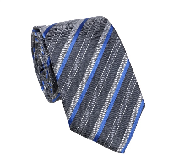 Corbata Seda Rayas Azulón y Gris