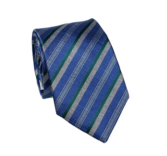 Corbata Seda Rayas Gris y Azul