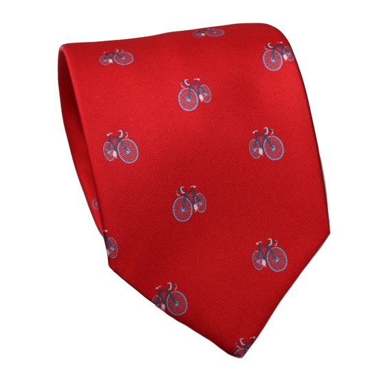 Corbata Seda Roja con Bicicletas