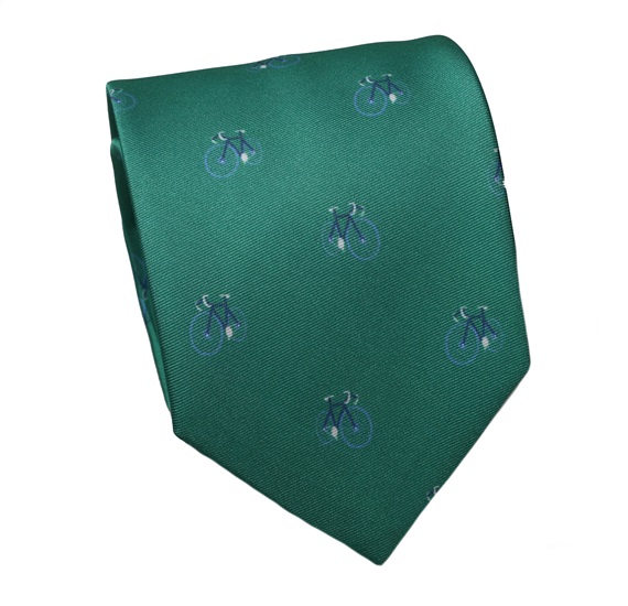 Corbata Seda Verde con Bicicletas
