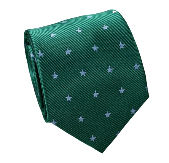 Corbata Seda Verde con Estrellas Azules
