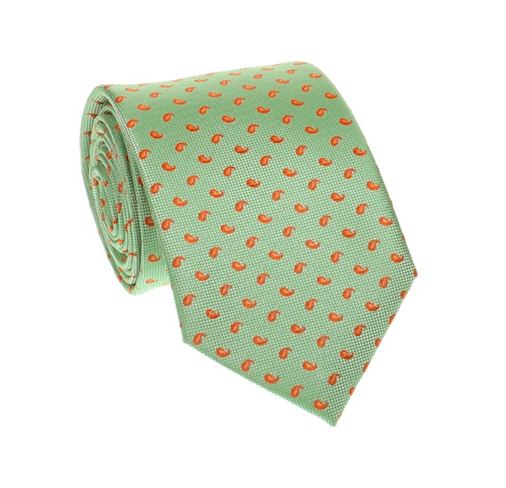Corbata Verde Claro Cachemir Naranja