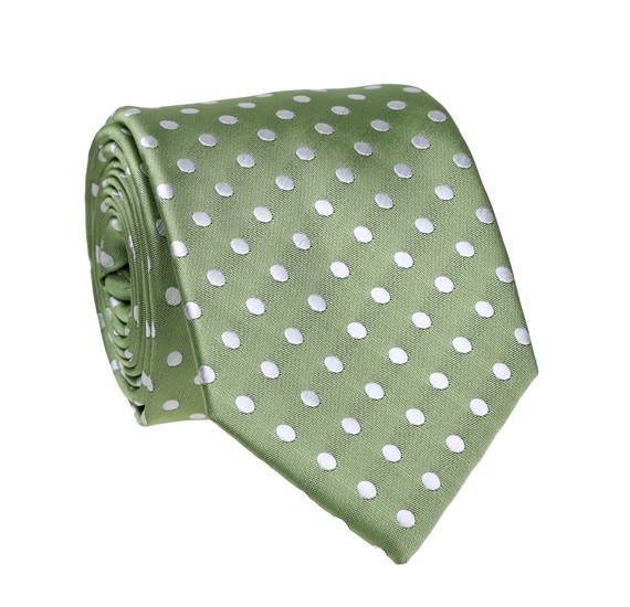 Corbata Verde Claro con Lunares Blancos