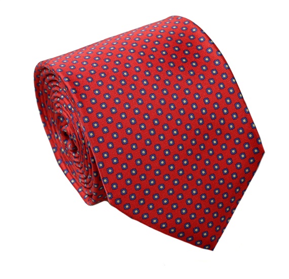 Red and Blue Silk Tie and Pocket Square