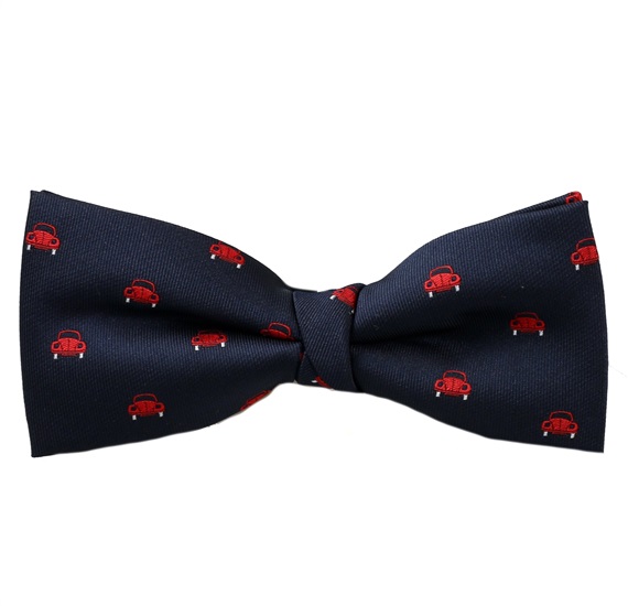 Dark Blue Bow Tie with Red Cars