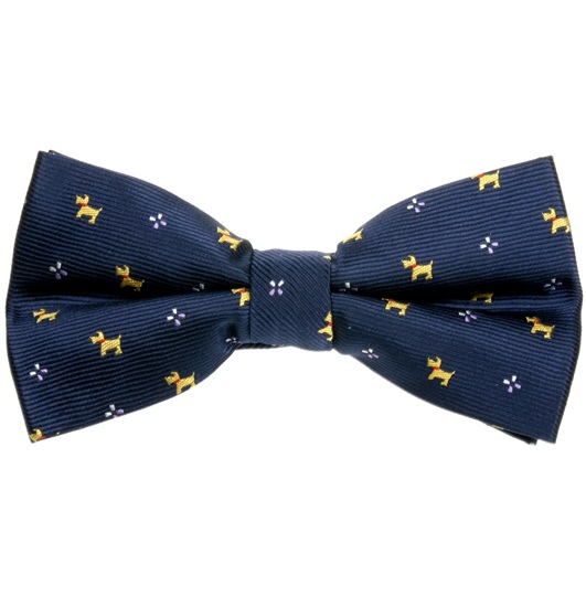 Pajarita Azul Marino con Schnauzer Amarillo