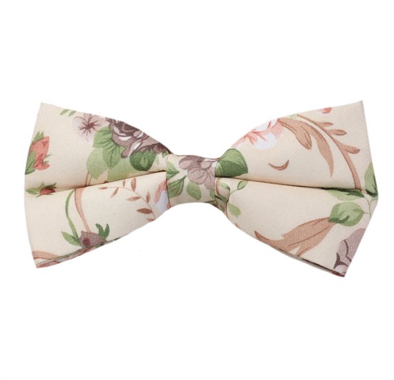 Beige Bow Tie with Flowers