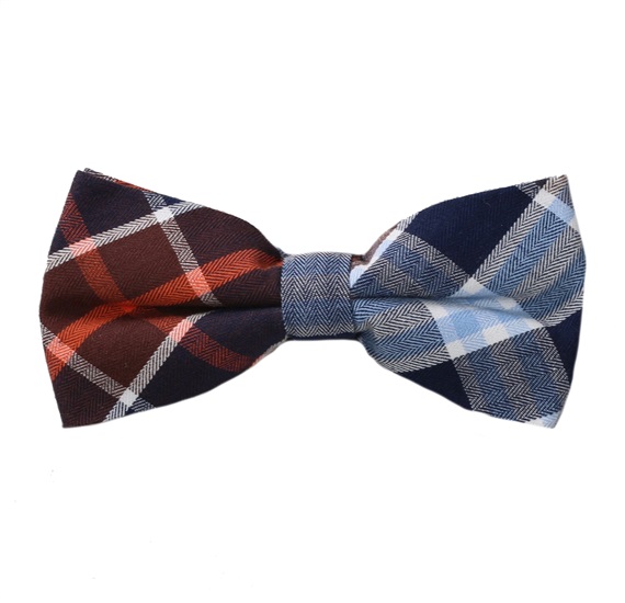 Brown and Blue Tartan Bow Tie