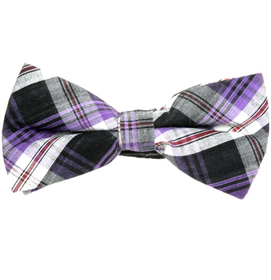 Pajarita Cuadro Escocés Negro y Morado