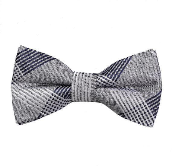 Pajarita Cuadros Gris y Azul Marino