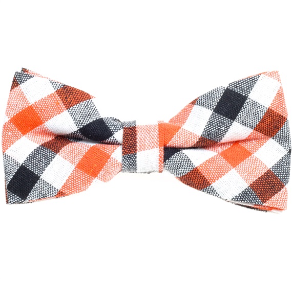 Pajarita Cuadros Vichy Naranja y Negro