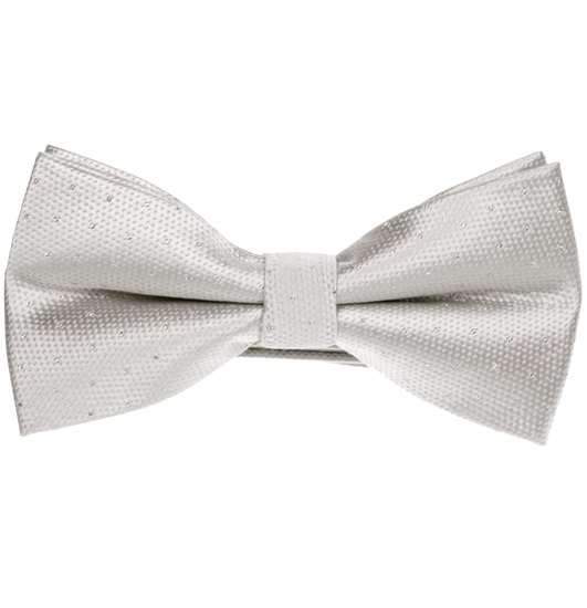 Pajarita Elegante Gris Perla Motas Plata