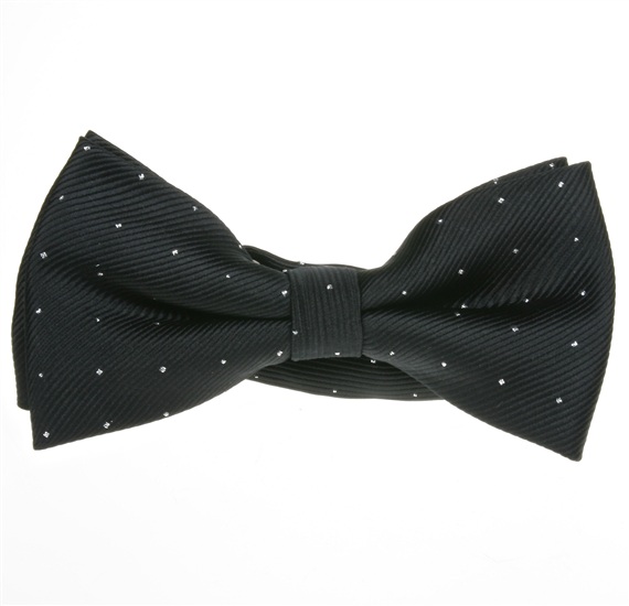 Pajarita Negra Elegante Motas Plata