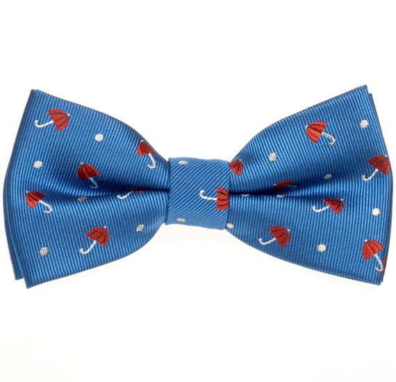 Blue Boy's Bow Tie with Garnet Umbrellas
