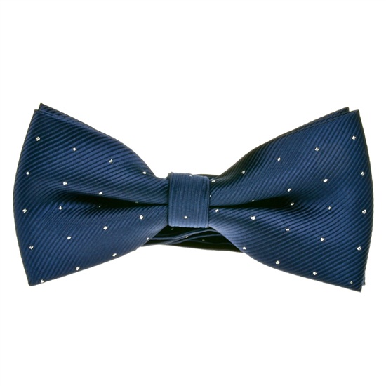 Navy blue dots silk bow tie