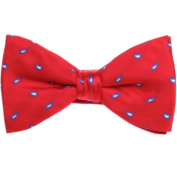Pajarita y Pañuelo Rojo con Cachemir Azul