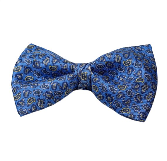 Pajarita y Pañuelo Seda Azul Francia Paisley Azul