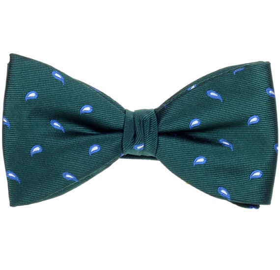 Pajarita y Pañuelo Verde Oscuro Cachemir Azul