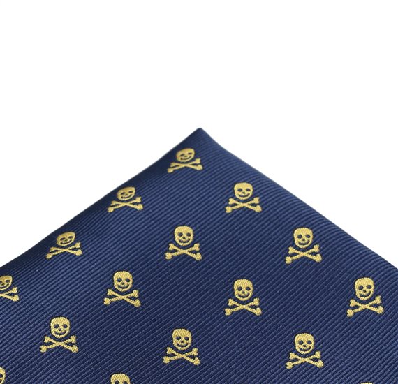Pañuelo Bolsillo Azul Calaveras Amarillas