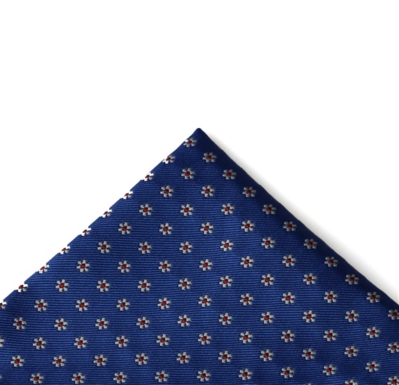 Royal Blue Pocket Square with Flowers